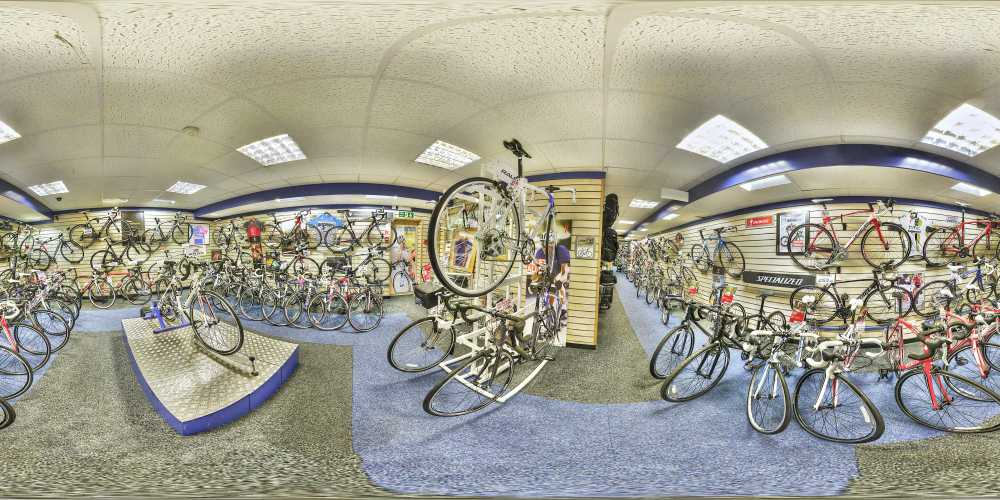 360 virtual tour, smaller size, of a bike shop, part of web 4 infinity portfolio